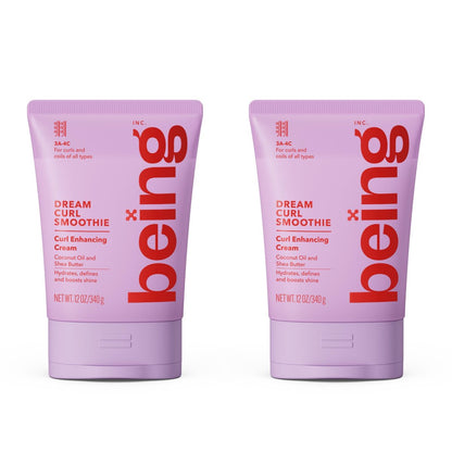 Being Dream Curl Smoothie Curl Enhancing Cream mit Kokosöl und Sheabutter 12 OZ (2er-Pack)