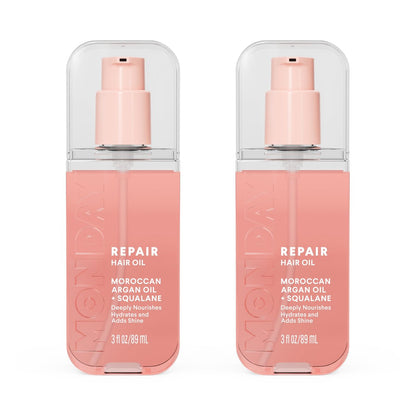 MONDAY HAIRCARE REPAIR Haaröl mit Marokkanischem Arganöl & Squalan – 3 oz, Tiefenpflege, Feuchtigkeit und Glanz (2er-Pack)