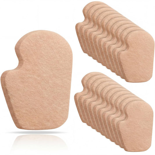Cutecrop 20 Stück Sesamoiditis-Pads, 6,35 mm dicke Tänzer-Pads für Schmerzen im Fußballen, dicke selbstklebende Filz-Hornhaut-Polster, Sesamoiditis-Linderung, Vorfuß-Polster, braun, links