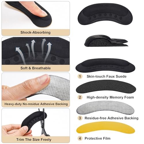 6 Paar Fersenpolster für lose Schuhe – Fersengriffe für Frauen & Männer, Anti-Rutsch-Ferseneinlagen gegen Blasen & Fersenschmerzen, Ferseneinlagen für Schuhe (Schwarz)