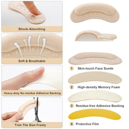 6 Paar Fersenpolster für lose Schuhe – Fersengriffe für Damen & Herren, Anti-Rutsch-Ferseneinlagen gegen Blasen & Fersenschmerzen, Ferseneinlagen für Schuhe (Beige)