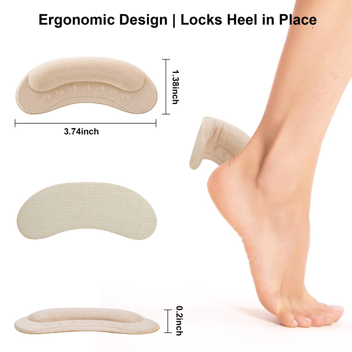 6 Paar Fersenpolster für lose Schuhe – Fersengriffe für Damen & Herren, Anti-Rutsch-Ferseneinlagen gegen Blasen & Fersenschmerzen, Ferseneinlagen für Schuhe (Beige)