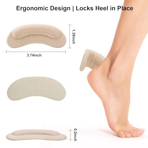 6 Paar Fersenpolster für lose Schuhe – Fersengriffe für Damen & Herren, Anti-Rutsch-Ferseneinlagen gegen Blasen & Fersenschmerzen, Ferseneinlagen für Schuhe (Beige)