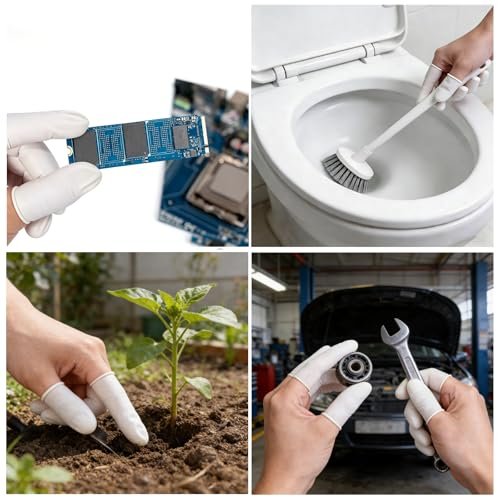 Einweg-Fingerlinge aus Latex, Medium Größe wasserdichte Fingerschutz, rutschfeste puderfreie Fingersleeves für Elektronikreparatur, Basteln, Nagelkunst & Haushalt (ca. 105 Stück)