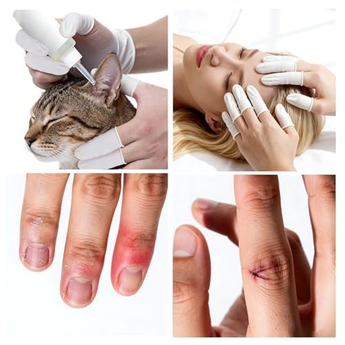 Einweg-Fingerlinge aus Latex, Medium Größe wasserdichte Fingerschutz, rutschfeste puderfreie Fingersleeves für Elektronikreparatur, Basteln, Nagelkunst & Haushalt (ca. 105 Stück)