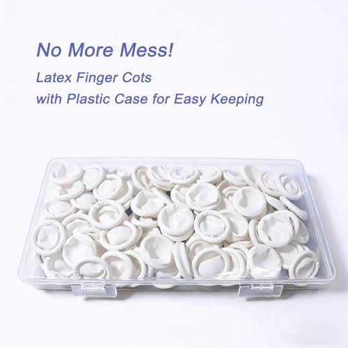 Einweg-Fingerlinge aus Latex, Medium Größe wasserdichte Fingerschutz, rutschfeste puderfreie Fingersleeves für Elektronikreparatur, Basteln, Nagelkunst & Haushalt (ca. 105 Stück)