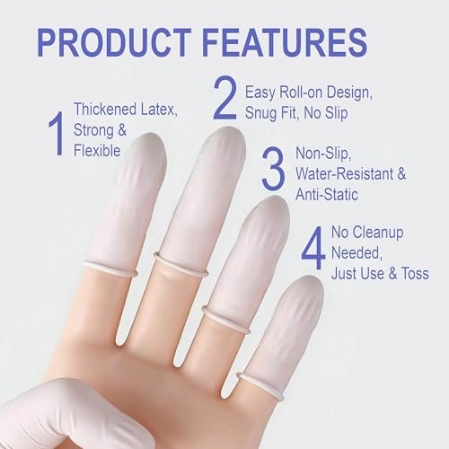 Einweg-Fingerlinge aus Latex, Medium Größe wasserdichte Fingerschutz, rutschfeste puderfreie Fingersleeves für Elektronikreparatur, Basteln, Nagelkunst & Haushalt (ca. 105 Stück)
