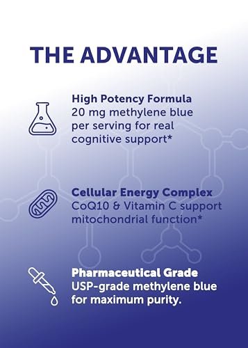Lunakai USA Hergestellte Methylenblau Gummies 20 mg mit CoQ10 & Vitamin C – USP- und Pharmazeutische Qualität, tägliches Nootropikum für Gehirnfokus, kognitive Unterstützung & Energie, Non-GMO, 60 Stück