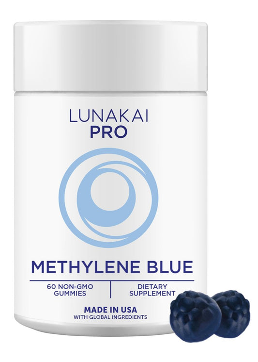 Lunakai USA Hergestellte Methylenblau Gummies 20 mg mit CoQ10 & Vitamin C – USP- und Pharmazeutische Qualität, tägliches Nootropikum für Gehirnfokus, kognitive Unterstützung & Energie, Non-GMO, 60 Stück
