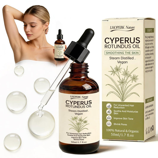 Cyperus Rotundus Öl für Haarentfernung: 100% rein natürlich zur Reduzierung von Körperbehaarung, 60s schnelle Absorption, verkleinert Poren, beugt eingewachsenen Haaren vor, feuchtigkeitsspendend & beruhigend für alle Hauttypen