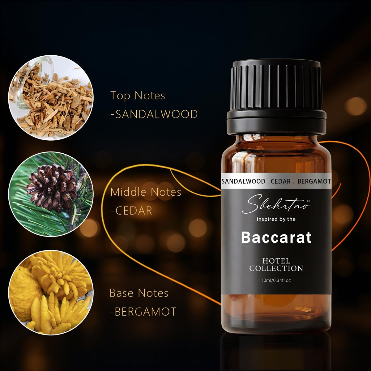 Hotel Collection Diffuser Oil – Inspiriert vom Baccarat Hotel Duft – Sandelholz, Bergamotte & Zedernholz – für Duft- und Wasserlose Diffuser (0,34 Fl Oz (1er Pack))