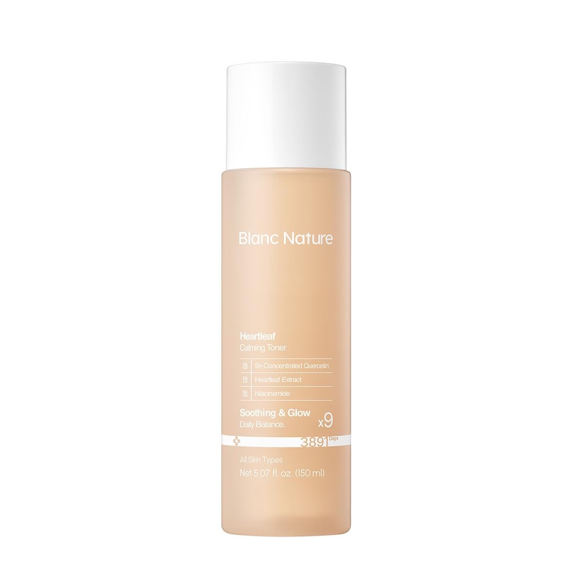Blanc Nature Heartleaf Calming Toner – Beruhigender & Feuchtigkeitsspendender Toner für alle Hauttypen mit Heartleaf-Extrakt, Centella Asiatica und Panthenol – Koreanische Hautpflege für Glas-Haut, 150 ml