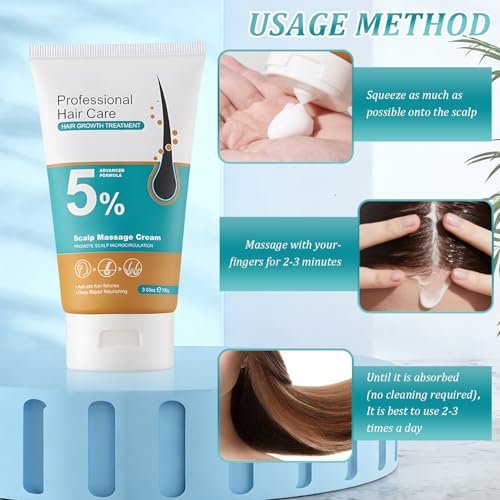 2er-Pack 5% Haarwuchs Kopfhautmassage-Creme, Professionelle Haarpflege-Creme gegen Haarausfall mit Rosmarin und Biotin für Männer und Frauen, Stärkt Haarwurzeln und fördert schnelles Nachwachsen