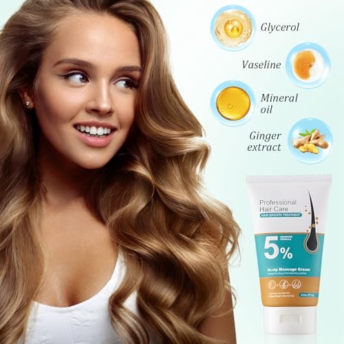 2er-Pack 5% Haarwuchs Kopfhautmassage-Creme, Professionelle Haarpflege-Creme gegen Haarausfall mit Rosmarin und Biotin für Männer und Frauen, Stärkt Haarwurzeln und fördert schnelles Nachwachsen