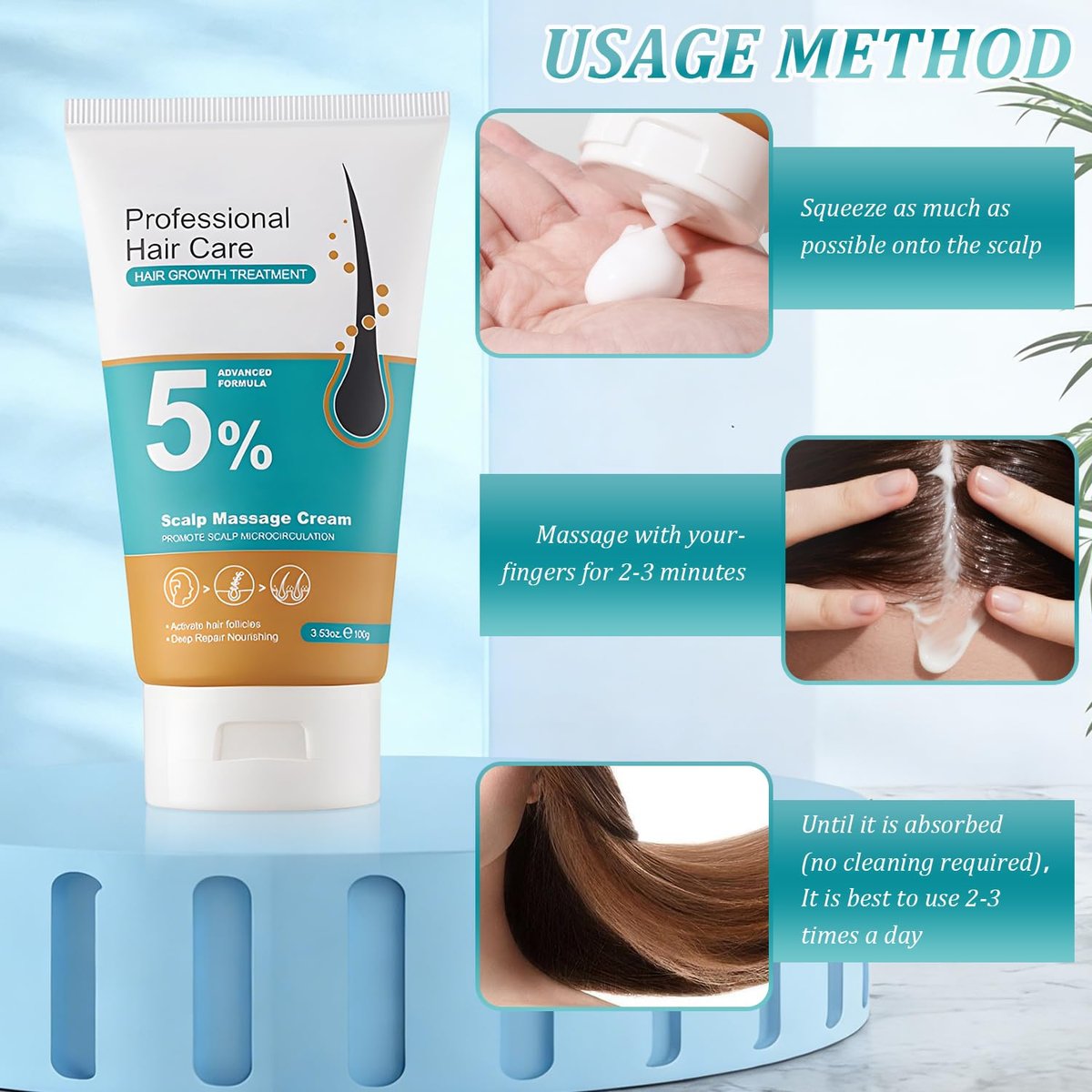2er-Pack 5% Haarwuchs Kopfhautmassage-Creme, Professionelle Haarpflege-Creme gegen Haarausfall mit Rosmarin und Biotin für Männer und Frauen, Stärkt Haarwurzeln und fördert schnelles Nachwachsen