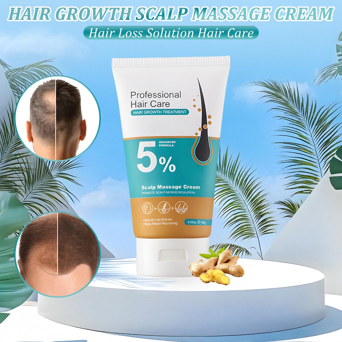 2er-Pack 5% Haarwuchs Kopfhautmassage-Creme, Professionelle Haarpflege-Creme gegen Haarausfall mit Rosmarin und Biotin für Männer und Frauen, Stärkt Haarwurzeln und fördert schnelles Nachwachsen