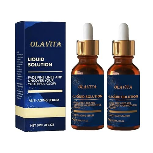 OLAVITA Liquid Solution Anti-Aging Serum – Verbessertes Vitamin C Serum mit Kollagenunterstützung für Feuchtigkeit und Festigkeit, 2er-Pack