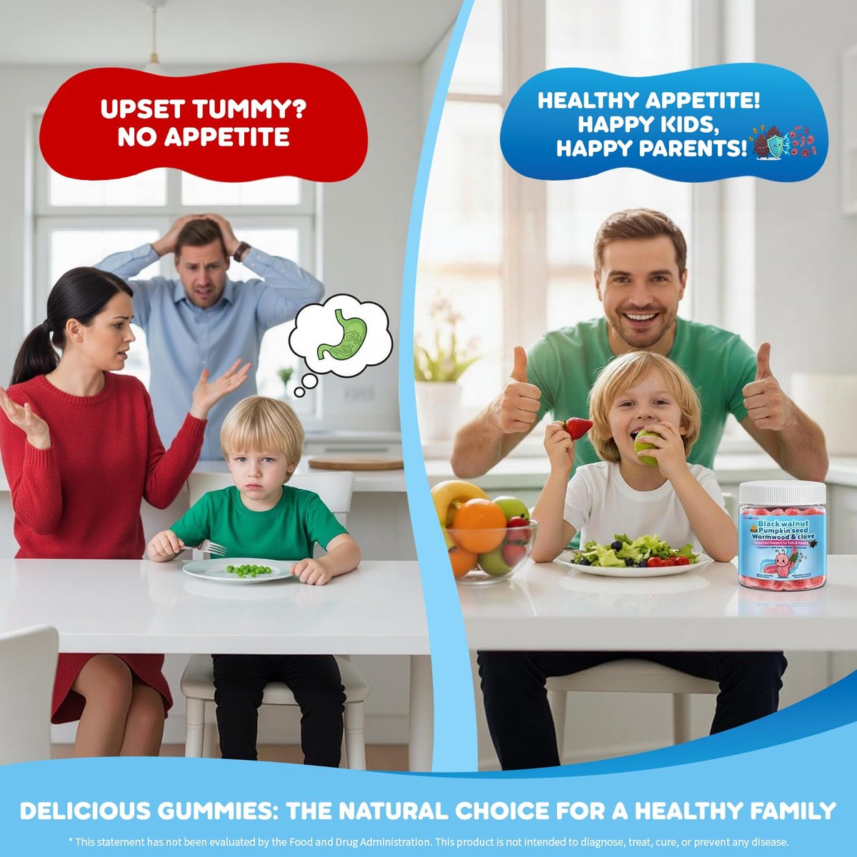 Wermut Schwarze Walnuss Nelke Para Clean für Menschen & Kinder, Kräuter-Darmgesundheits-Gummis mit Wermut, Kürbiskernen, Vitamin C, D3, Zink, Probiotika für natürliche Darmreinigung, Immununterstützung - 60 Gummis