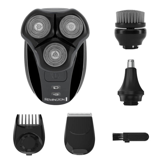 Remington Balder 3 Kopf-Rasierer mit Dual-Track Schneideköpfen, multidirektionaler Flexibilität, 45 Minuten Laufzeit, 100% wasserdicht, komplettes Pflegeset mit Barttrimmer und Nasen-/Ohrtrimmer