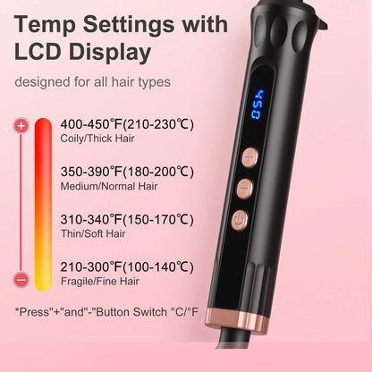 Lockenstab 1 1/2 Zoll großer Zylinder, professioneller 1,5-Zoll-Lockenwickler für langes Haar, Keramik-Haareisen mit LCD-Display, Dual-Volt-Reisestyler, 30 s Aufheizzeit & Auto-Abschaltung