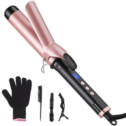 Lockenstab 1 1/2 Zoll großer Zylinder, professioneller 1,5-Zoll-Lockenwickler für langes Haar, Keramik-Haareisen mit LCD-Display, Dual-Volt-Reisestyler, 30 s Aufheizzeit & Auto-Abschaltung