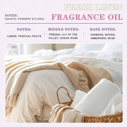 EUQEE Frische Wäsche Duftöl mit Glaspipette, 100 ml – Ätherisches Öl für Diffuser, Kerzenherstellung, DIY-Seife, Raumspray, Wäscheduft, Duft-Trocknerbälle