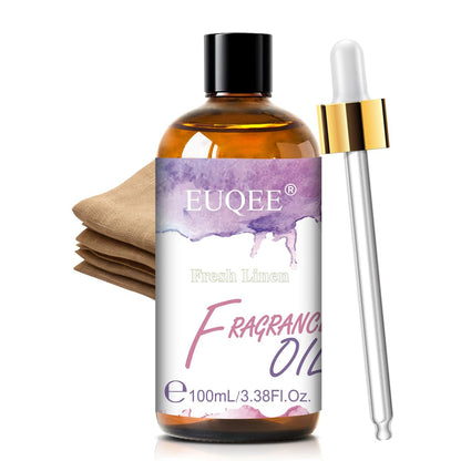 EUQEE Frische Wäsche Duftöl mit Glaspipette, 100 ml – Ätherisches Öl für Diffuser, Kerzenherstellung, DIY-Seife, Raumspray, Wäscheduft, Duft-Trocknerbälle