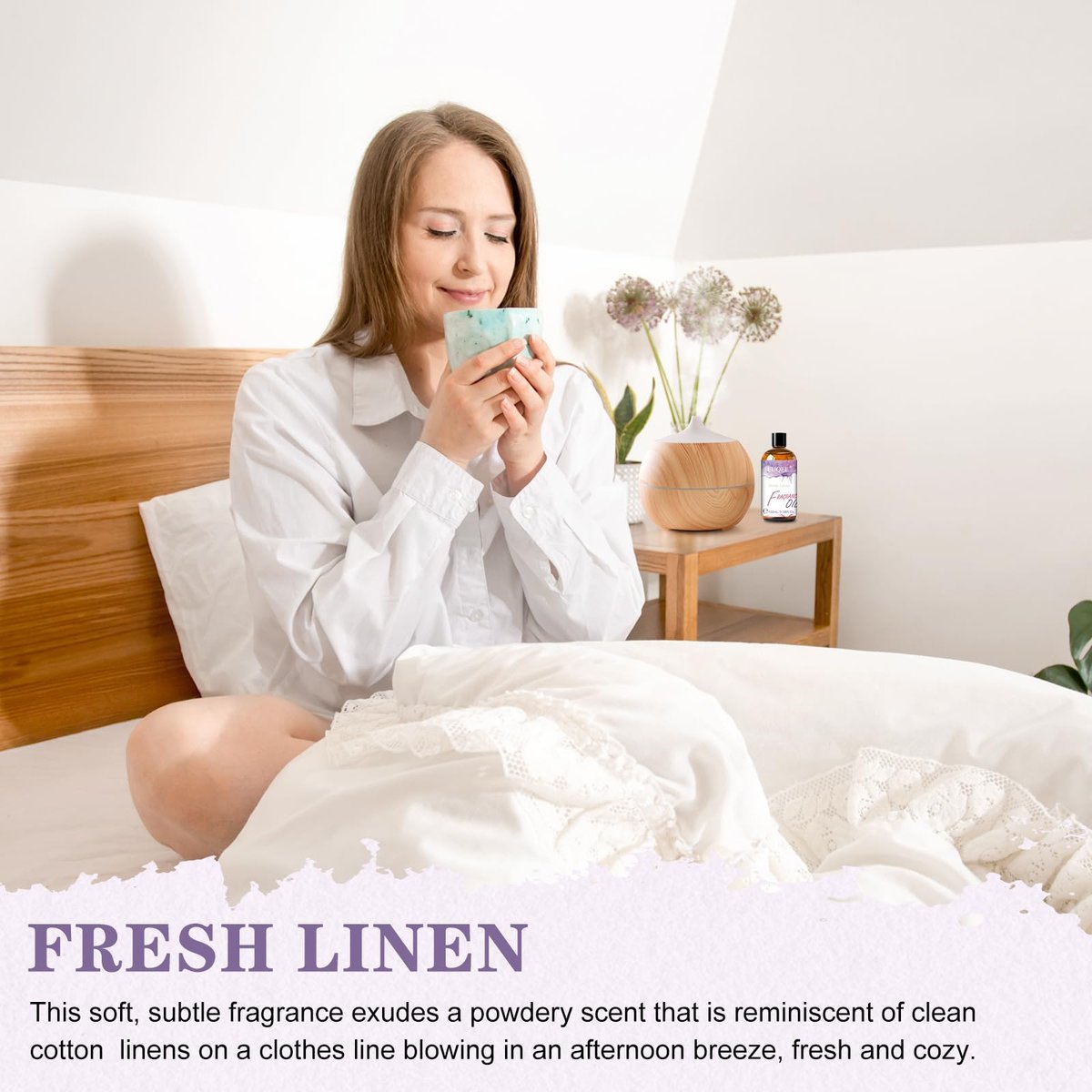 EUQEE Frische Wäsche Duftöl mit Glaspipette, 100 ml – Ätherisches Öl für Diffuser, Kerzenherstellung, DIY-Seife, Raumspray, Wäscheduft, Duft-Trocknerbälle