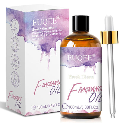 EUQEE Frische Wäsche Duftöl mit Glaspipette, 100 ml – Ätherisches Öl für Diffuser, Kerzenherstellung, DIY-Seife, Raumspray, Wäscheduft, Duft-Trocknerbälle