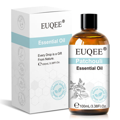 EUQEE 100 ml Patchouli-Öl – Reines ätherisches Öl für Diffuser, Massage, DIY-Seifen-, Kerzenherstellung, Haut- und Haarpflege – 3,38 Fl Oz