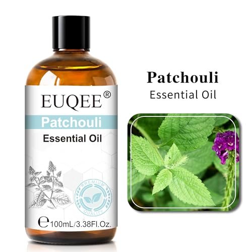 EUQEE 100 ml Patchouli-Öl – Reines ätherisches Öl für Diffuser, Massage, DIY-Seifen-, Kerzenherstellung, Haut- und Haarpflege – 3,38 Fl Oz