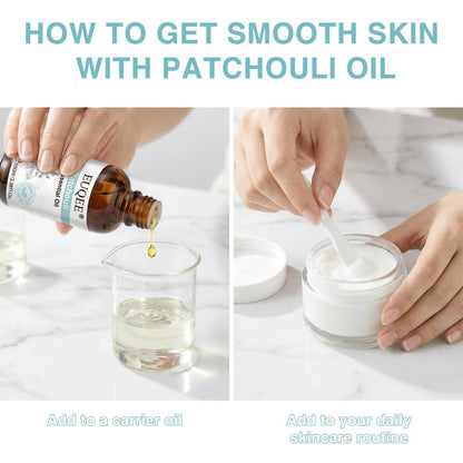 EUQEE 100 ml Patchouli-Öl – Reines ätherisches Öl für Diffuser, Massage, DIY-Seifen-, Kerzenherstellung, Haut- und Haarpflege – 3,38 Fl Oz