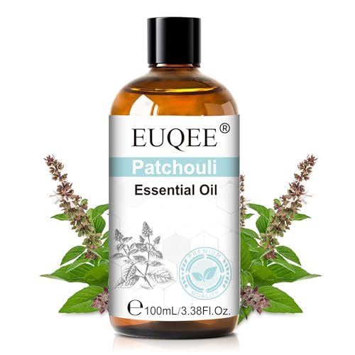 EUQEE 100 ml Patchouli-Öl – Reines ätherisches Öl für Diffuser, Massage, DIY-Seifen-, Kerzenherstellung, Haut- und Haarpflege – 3,38 Fl Oz