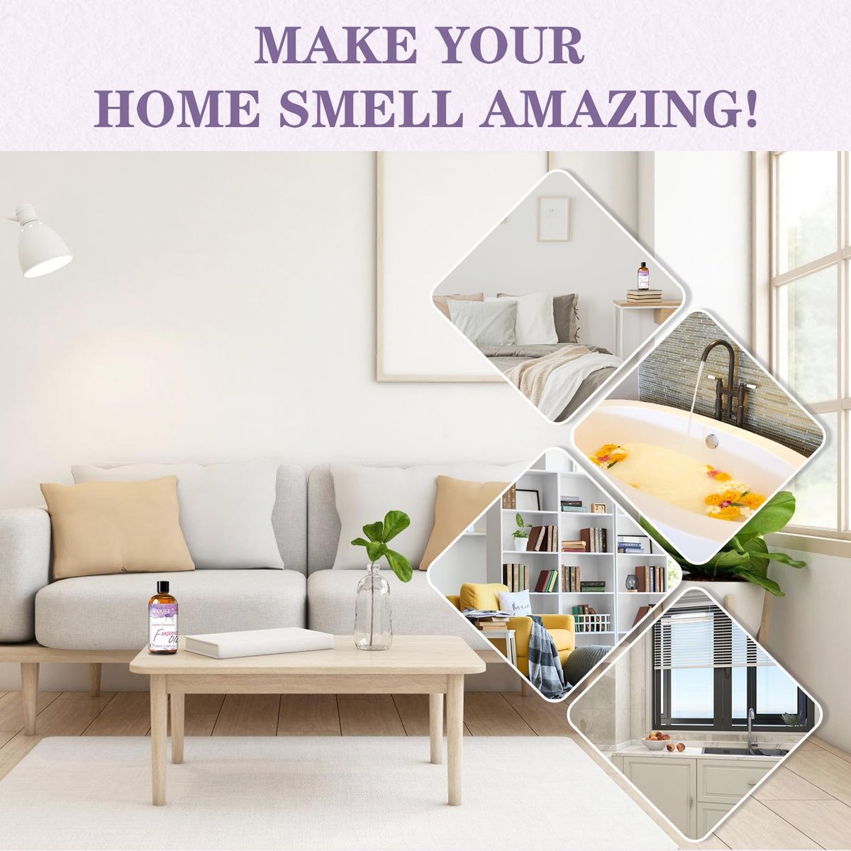 EUQEE Amber Romance Duftöl, 100 ml – Langanhaltendes Aromatherapieöl für Diffuser, Kerzenherstellung, Seifenherstellung, Wäsche und als Raumduft-Geschenk