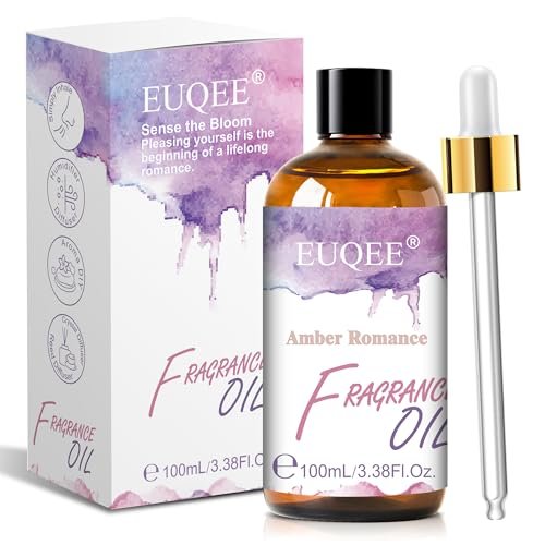 EUQEE Amber Romance Duftöl, 100 ml – Langanhaltendes Aromatherapieöl für Diffuser, Kerzenherstellung, Seifenherstellung, Wäsche und als Raumduft-Geschenk