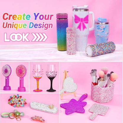 61000 Stücke Jelly Strasssteine zum Bedazzling, 2 Boxen Multicolor 3mm & Silber klar 2/3/4/5/6mm Harz Flachrücksteine für Basteln, Bedazzler Kit mit 3 Stück 15ml B7000 Schmuckkleber für Kunsthandwerk Kleidung Buch
