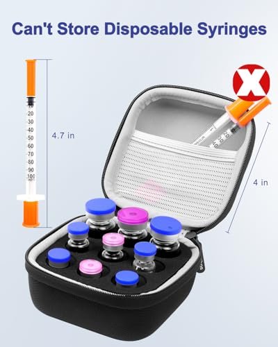 Krypthos Insulin-Vial-Schutzhülle mit 9 Fächern – Aufbewahrungstasche für Insulinfläschchen für Diabetiker – Organizer für 1 ml, 3 ml, 5 ml und 10 ml Vials – Kühlschrank-Aufbewahrung ohne Kühlakku – Schwarz
