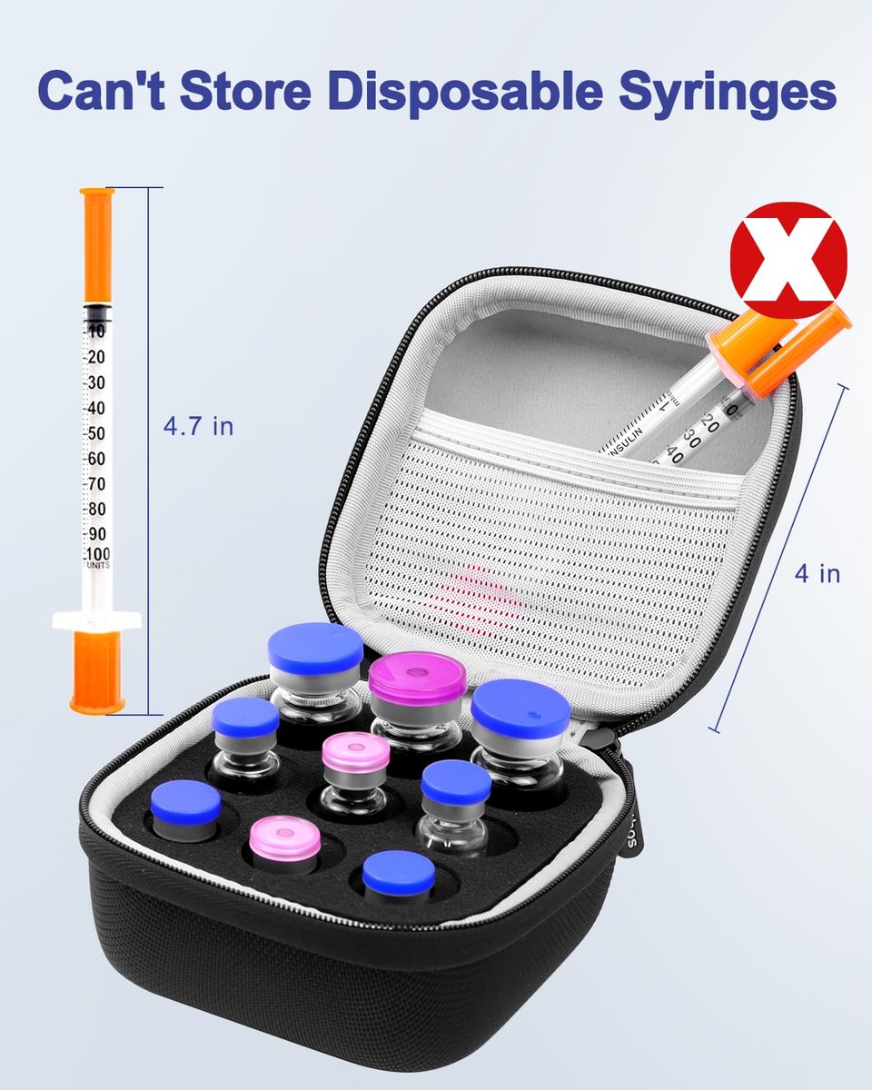 Krypthos Insulin-Vial-Schutzhülle mit 9 Fächern – Aufbewahrungstasche für Insulinfläschchen für Diabetiker – Organizer für 1 ml, 3 ml, 5 ml und 10 ml Vials – Kühlschrank-Aufbewahrung ohne Kühlakku – Schwarz