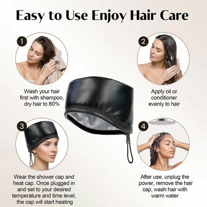 Kingsteam-Heat Cap für Tiefenpflege, 10 Heizstufen & 3 Timer-Einstellungen, PU-Leder-Heizhaube für Locken, Naturhaar & Zöpfe, für zu Hause