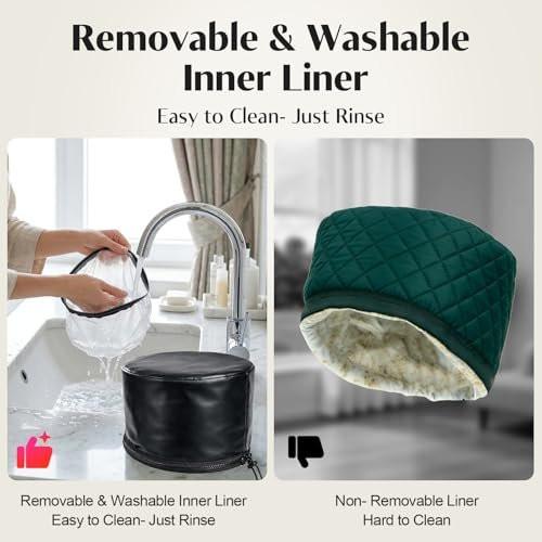 Kingsteam-Heat Cap für Tiefenpflege, 10 Heizstufen & 3 Timer-Einstellungen, PU-Leder-Heizhaube für Locken, Naturhaar & Zöpfe, für zu Hause