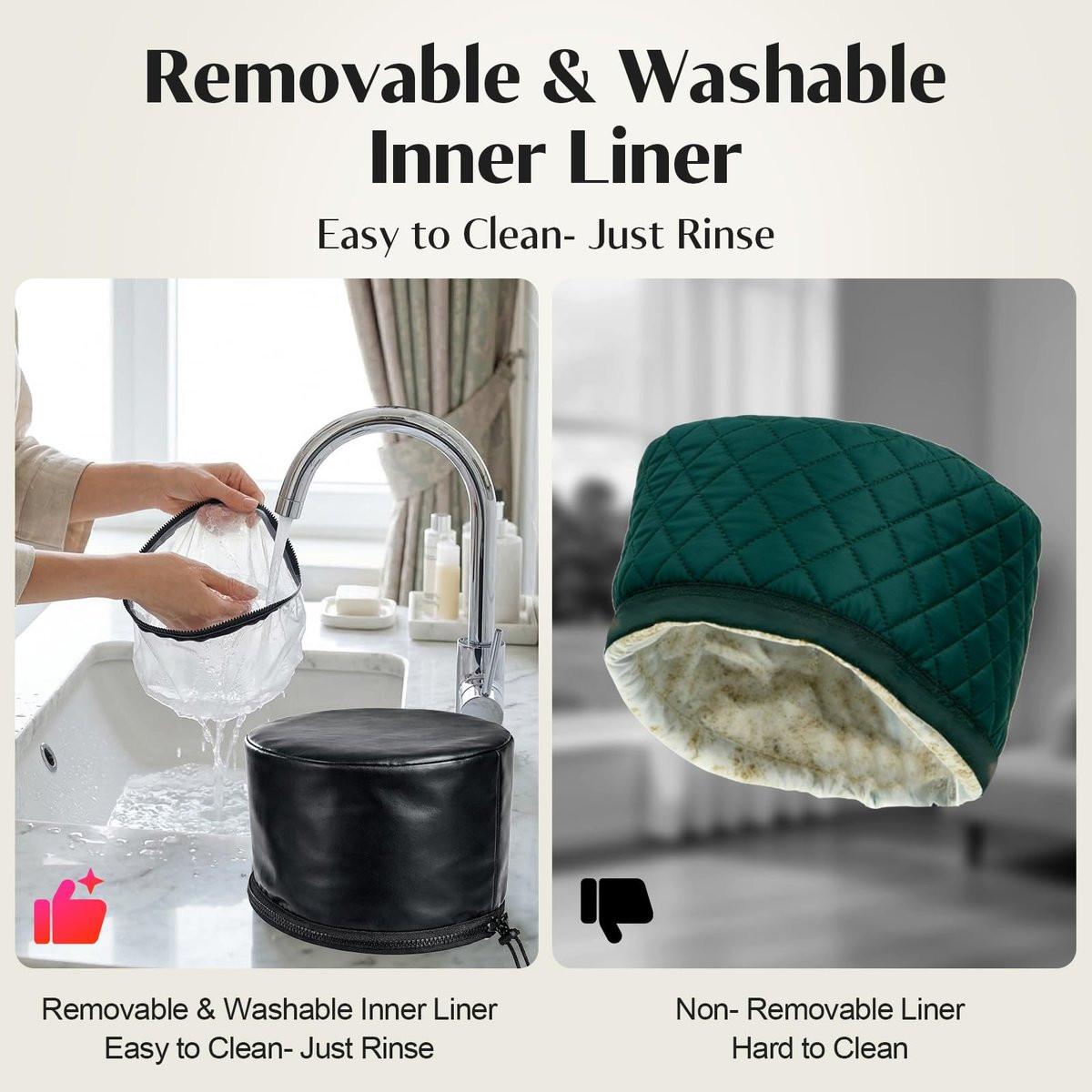 Kingsteam-Heat Cap für Tiefenpflege, 10 Heizstufen & 3 Timer-Einstellungen, PU-Leder-Heizhaube für Locken, Naturhaar & Zöpfe, für zu Hause