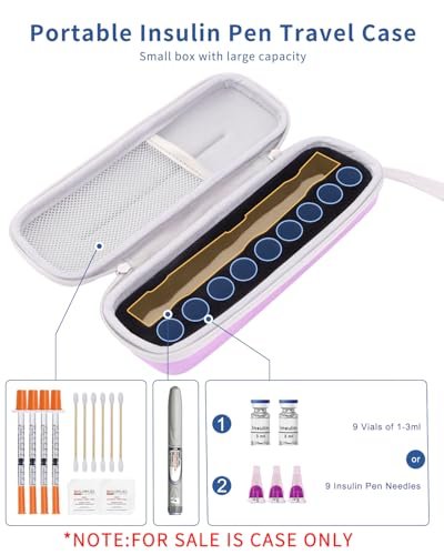 Krypthos Diabetikerzubehör Reiseetui, täglich nutzbare Insulin-Pen-Hülle für Insulinfläschchen, Insulin-Pens und Nadelaufbewahrung (Violett)
