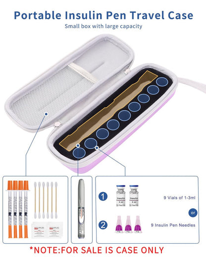 Krypthos Diabetikerzubehör Reiseetui, täglich nutzbare Insulin-Pen-Hülle für Insulinfläschchen, Insulin-Pens und Nadelaufbewahrung (Violett)
