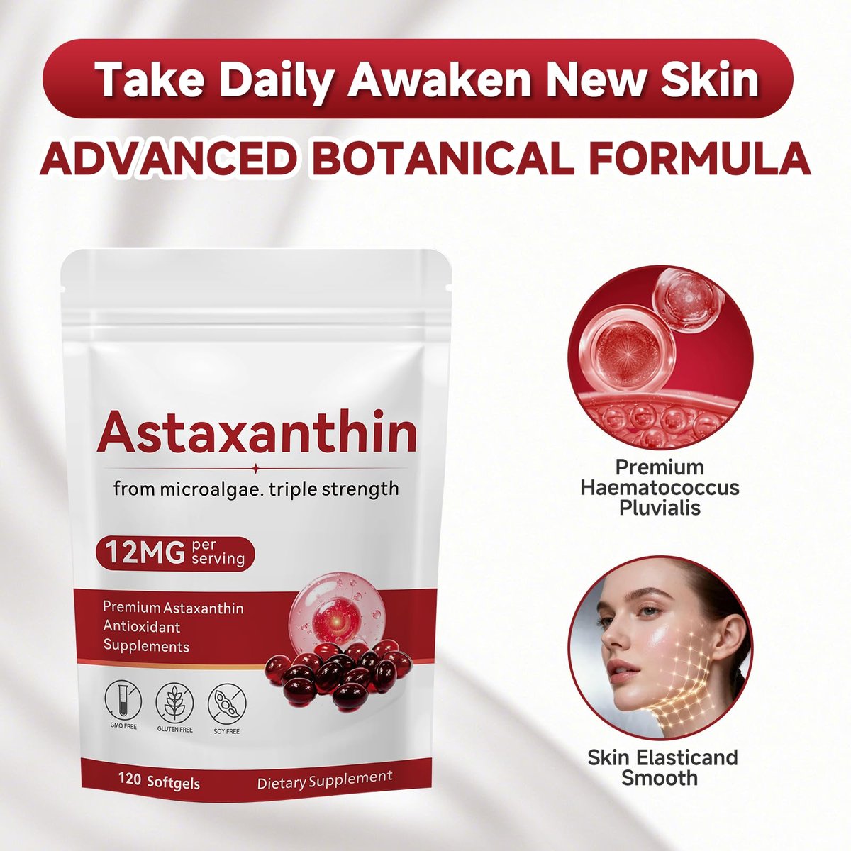 Axldrn Astaxanthin 12mg, 120 Softgels – Hochwertiges Antioxidans für Augen, Haut, Immunsystem und Durchblutung
