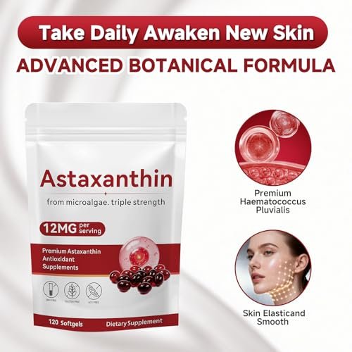 Axldrn Astaxanthin 12mg, 120 Softgels – Hochwertiges Antioxidans für Augen, Haut, Immunsystem und Durchblutung