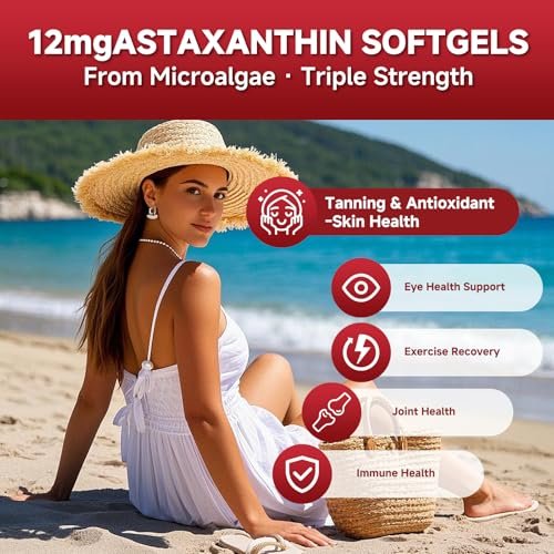 Axldrn Astaxanthin 12mg, 120 Softgels – Hochwertiges Antioxidans für Augen, Haut, Immunsystem und Durchblutung