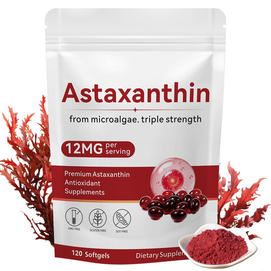 Axldrn Astaxanthin 12mg, 120 Softgels – Hochwertiges Antioxidans für Augen, Haut, Immunsystem und Durchblutung