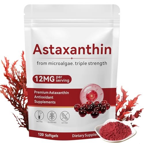 Axldrn Astaxanthin 12mg, 120 Softgels – Hochwertiges Antioxidans für Augen, Haut, Immunsystem und Durchblutung