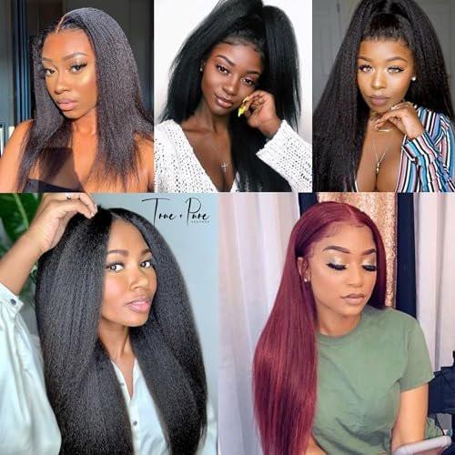 EV&ET Kinky Straight Hair Bundles 16 18 20 Zoll – 3-teiliges Set, Synthetisches Haar, Hitzebeständig, Weben für Verlängerungen, für Schwarze Frauen (Kinky Straight #1B, 16 18 20)