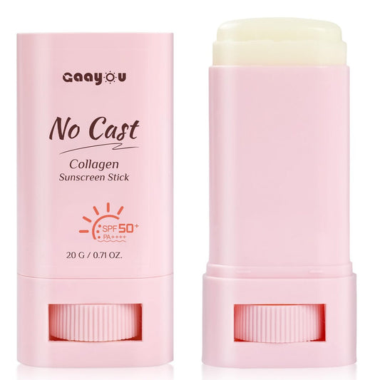 No Cast Sunscreen Stick SPF PA50++++ Kollagen Sonnencreme Stick – Koreanischer Sonnenschutz für Gesicht & Körper, nicht klebrig, mattierend, ohne weißen Schimmer